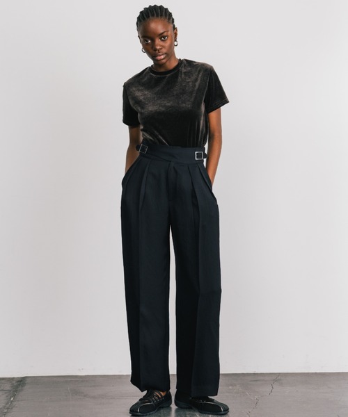 CREDONA(クレドナ)の「ACETATE GURKHA PANTS/アセテートグルカパンツ(スラックス・レディース・ブラック/アイボリー/ベージュ・0/1)」の7枚目の写真