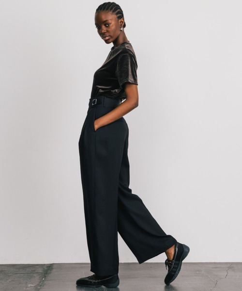 CREDONA(クレドナ)の「ACETATE GURKHA PANTS/アセテートグルカパンツ(スラックス・レディース・ブラック/アイボリー/ベージュ・0/1)」の9枚目の写真