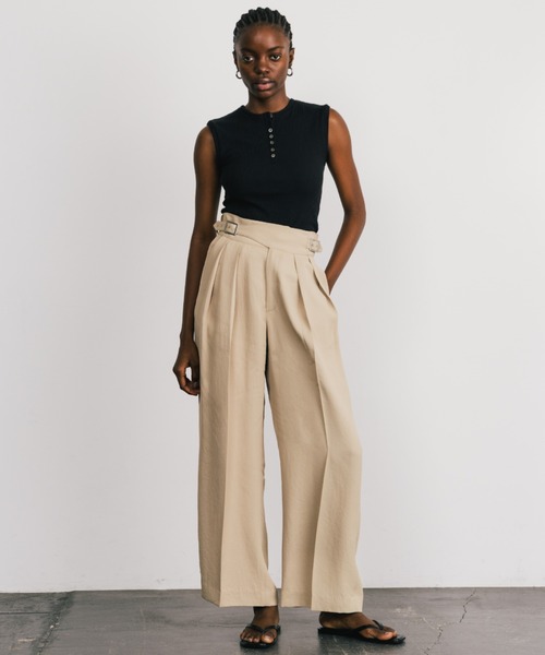 CREDONA(クレドナ)の「ACETATE GURKHA PANTS/アセテートグルカパンツ(スラックス・レディース・ブラック/アイボリー/ベージュ・0/1)」の5枚目の写真