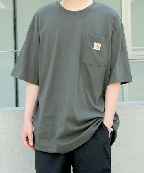 Carhartt(カーハート)の「★carhartt★カーハート Workwear 1★2-Sleeve T-Shirts ビッグシルエット ポケット半袖 ロゴ Tシャツ トップス K87(Tシャツ/カットソー・メンズ・ネイビー/ヘザーグレー/グリーン系その他2/ダークオリーブ/ベージュ/ホワイト/ブラック/チャコールグレー/ブルー/オリーブ/ブラウン/シャーベット/セージグリーン/ライム/ダークブルー・L/M/XL/S)」の7枚目の写真