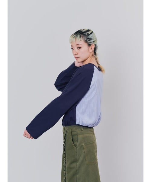 DOLLUPOOPS（ドールアップウップス）の「バックストライプトップス（Tシャツ/カットソー・レディース・アイボリー/ホワイト/ネイビー・38）」の4枚目の写真