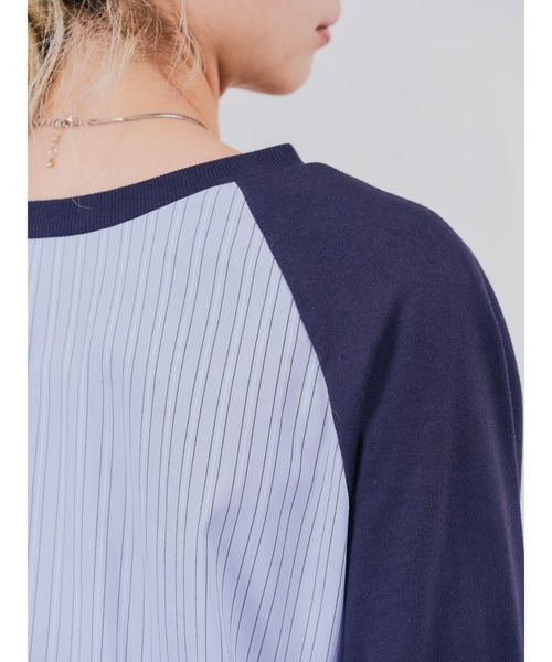 DOLLUPOOPS（ドールアップウップス）の「バックストライプトップス（Tシャツ/カットソー・レディース・アイボリー/ホワイト/ネイビー・38）」の14枚目の写真