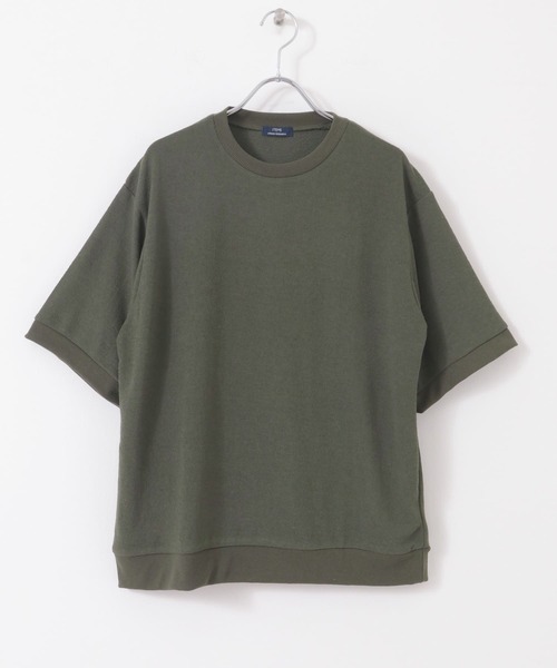 ITEMS URBANRESEARCH（アイテムズ アーバンリサーチ）の「クレープジョーゼットクルーネック Tシャツ（Tシャツ/カットソー・メンズ・ベージュ/チャコールグレー/カーキ/ブラック・SMALL/MEDIUM/LARGE）」の6枚目の写真