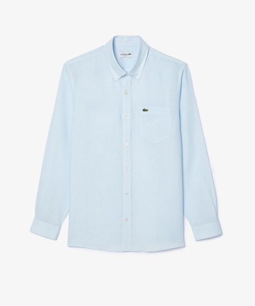 LACOSTE(ラコステ)の「リネンボタンダウン長袖シャツ(シャツ/ブラウス・メンズ・ネイビー/ホワイト/ライトブルー・38/39/40/41)」の3枚目の写真