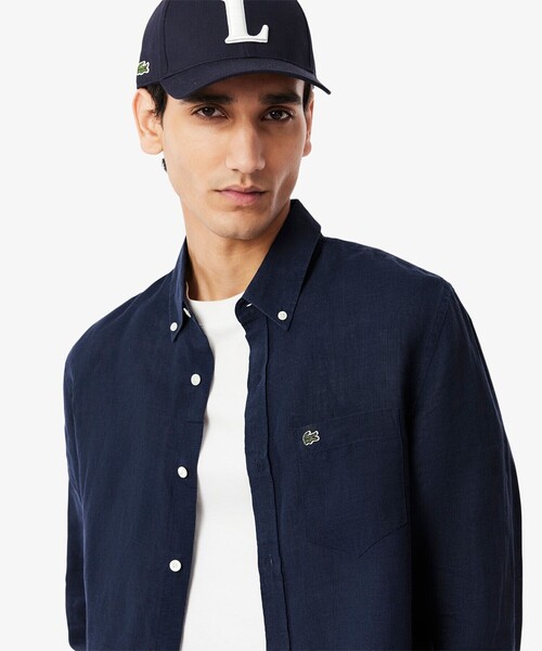 LACOSTE(ラコステ)の「リネンボタンダウン長袖シャツ(シャツ/ブラウス・メンズ・ネイビー/ホワイト/ライトブルー・38/39/40/41)」の6枚目の写真