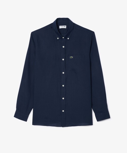 LACOSTE(ラコステ)の「リネンボタンダウン長袖シャツ(シャツ/ブラウス・メンズ・ネイビー/ホワイト/ライトブルー・38/39/40/41)」の8枚目の写真