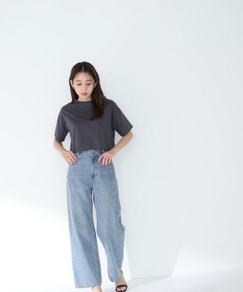 NATURAL BEAUTY BASIC（ナチュラルビューティーベーシック）の「◇メタルポイントクロップドＴシャツ（Tシャツ/カットソー・レディース・チャコールグレー/オフホワイト/ブルー・FREE）」の14枚目の写真