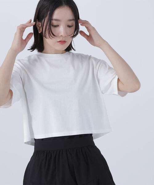 NATURAL BEAUTY BASIC（ナチュラルビューティーベーシック）の「◇メタルポイントクロップドＴシャツ（Tシャツ/カットソー・レディース・チャコールグレー/オフホワイト/ブルー・FREE）」の22枚目の写真