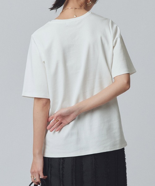 RASW（ラス）の「[RASW]コーマコットン五分袖Tシャツ（Tシャツ/カットソー・レディース・オフホワイト/ブラック・M/L/LL）」の19枚目の写真