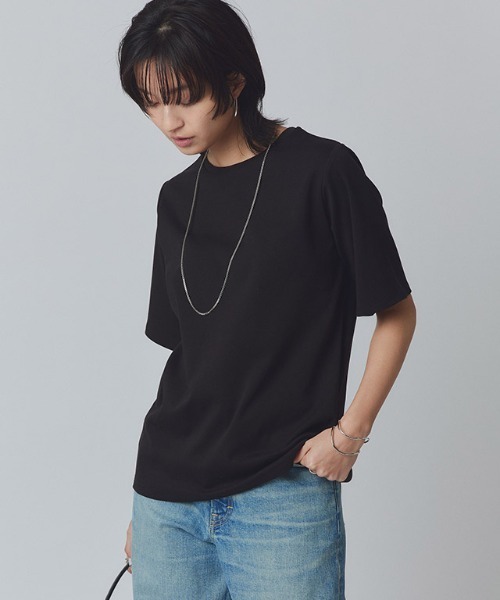 RASW（ラス）の「[RASW]コーマコットン五分袖Tシャツ（Tシャツ/カットソー・レディース・オフホワイト/ブラック・M/L/LL）」の22枚目の写真