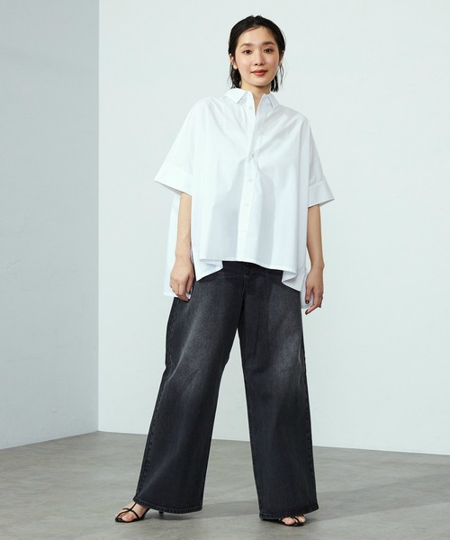 ブラウス シャツ Lee/リー「直営店・EC別注」ボクシーハーフスリーブシャツ/体型カバー レディース セール】Lee/リー【直営店・EC別注】ボクシーハーフスリーブ