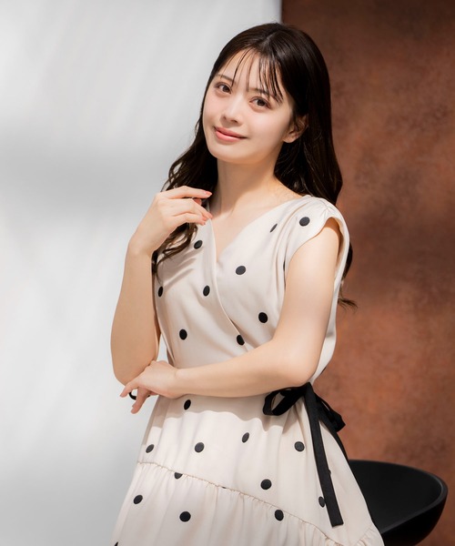 NOELA（ノエラ）の「【15周年】リネンタッチドットワンピ（ワンピース・レディース・ベージュ/ブラウン/オフホワイト・S/M）」の9枚目の写真