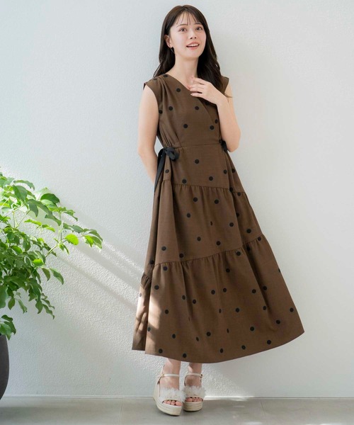 NOELA（ノエラ）の「【15周年】リネンタッチドットワンピ（ワンピース・レディース・ベージュ/ブラウン/オフホワイト・S/M）」の13枚目の写真