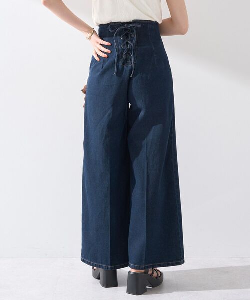 earth music&ecology(アースミュージックアンドエコロジー)の「フロントZIPバックレースアップデニム(デニムパンツ・レディース・ブルー系その他/インディゴブルー・M/S)」の1枚目の写真