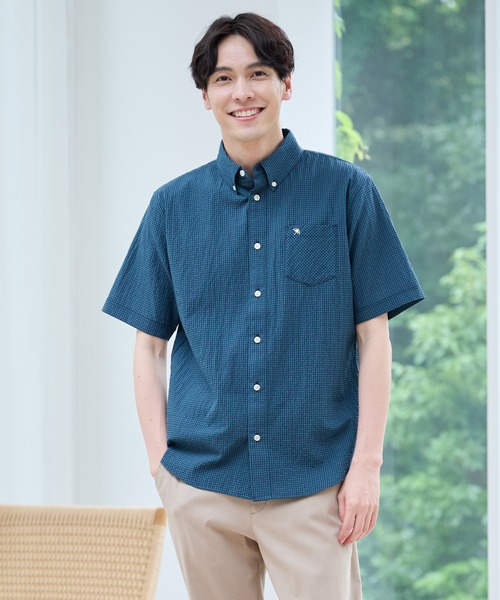 Arnold Palmer（アーノルドパーマー）の「ギンガムチェック 半袖 シャツ（シャツ/ブラウス・メンズ・ブラック/ネイビー/グリーン・M/L/LL）」の3枚目の写真