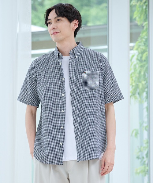 Arnold Palmer（アーノルドパーマー）の「ギンガムチェック 半袖 シャツ（シャツ/ブラウス・メンズ・ブラック/ネイビー/グリーン・M/L/LL）」の5枚目の写真