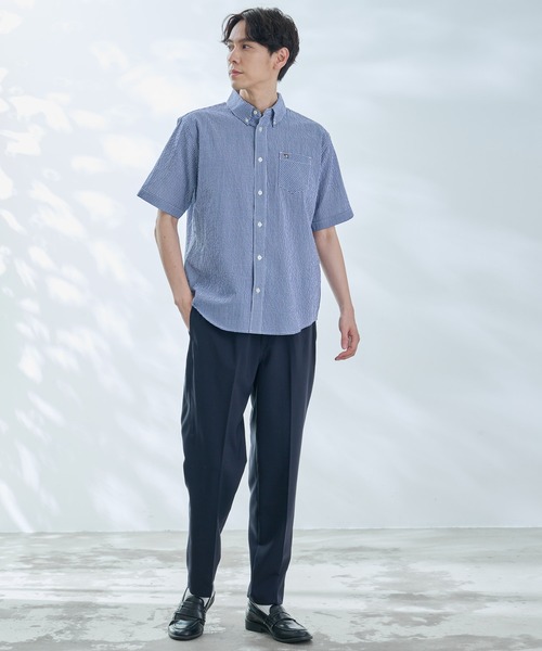 Arnold Palmer（アーノルドパーマー）の「ギンガムチェック 半袖 シャツ（シャツ/ブラウス・メンズ・ブラック/ネイビー/グリーン・M/L/LL）」の9枚目の写真