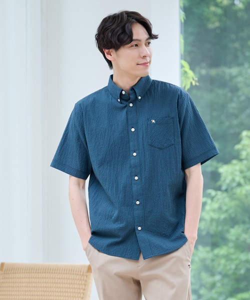 Arnold Palmer（アーノルドパーマー）の「ギンガムチェック 半袖 シャツ（シャツ/ブラウス・メンズ・ブラック/ネイビー/グリーン・M/L/LL）」の7枚目の写真