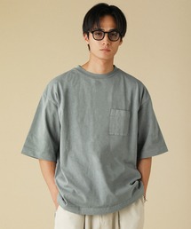 VERON（ヴァロン）の「ピグメント米綿（USAコットン）天竺グラスポケット付きクルーネック半袖ボクシーTシャツ（Tシャツ/カットソー）」