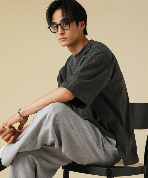 VERON(ヴァロン)の「ピグメント米綿(USAコットン)天竺グラスポケット付きクルーネック半袖ボクシーTシャツ(Tシャツ/カットソー・メンズ・スミクロ/ブラック/オリーブ/グレー・L/M)」の20枚目の写真