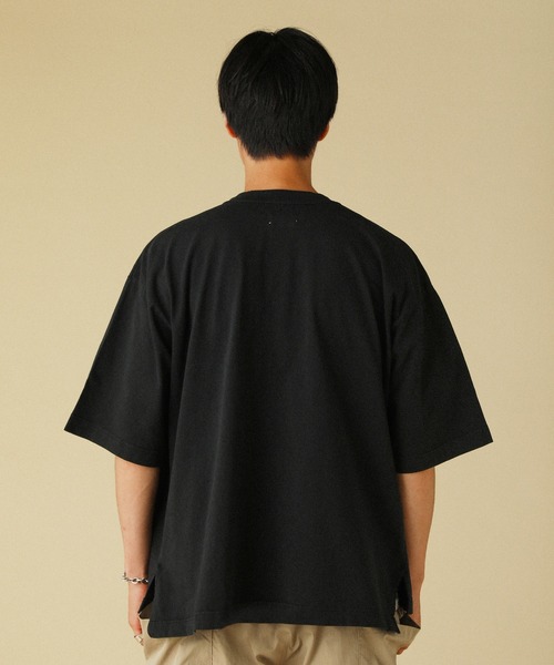 VERON(ヴァロン)の「ピグメント米綿(USAコットン)天竺グラスポケット付きクルーネック半袖ボクシーTシャツ(Tシャツ/カットソー・メンズ・スミクロ/ブラック/オリーブ/グレー・L/M)」の6枚目の写真