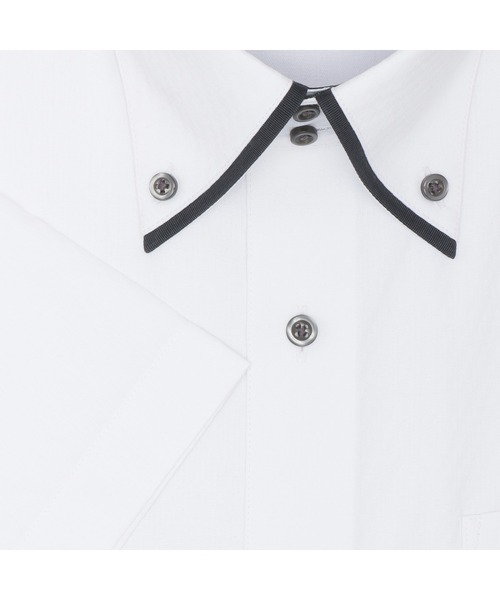 TOKYO SHIRTS(トウキョウシャツ)の「【透け防止】形態安定ノンアイロン ドゥエボットーニ 半袖ビジネスワイシャツ(ビジネスシャツ・メンズ・ホワイト・首回り41cm/首回り42cm/首回り43cm/首回り39cm/首回り37cm)」の3枚目の写真
