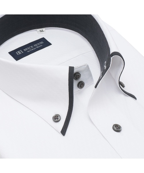 TOKYO SHIRTS(トウキョウシャツ)の「【透け防止】形態安定ノンアイロン ドゥエボットーニ 半袖ビジネスワイシャツ(ビジネスシャツ・メンズ・ホワイト・首回り41cm/首回り42cm/首回り43cm/首回り39cm/首回り37cm)」の2枚目の写真