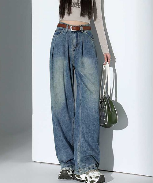 MAISON DE THERESE（メゾン ド テレーズ）の「ハイウエスト ボーイフレンドデニム（デニムパンツ・レディース・ベージュ/インディゴブルー/ライトブルー/ホワイト/ブルー・S/M/L/XS/XL/XX-LARGE/X-LARGE）」の5枚目の写真