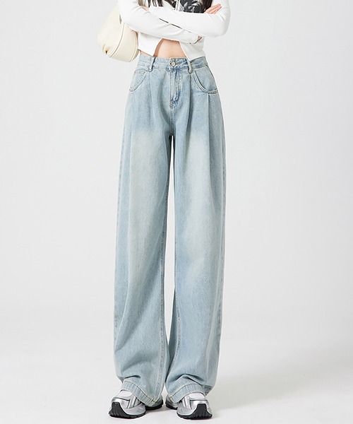 MAISON DE THERESE（メゾン ド テレーズ）の「ハイウエスト ボーイフレンドデニム（デニムパンツ・レディース・ベージュ/インディゴブルー/ライトブルー/ホワイト/ブルー・S/M/L/XS/XL/XX-LARGE/X-LARGE）」の4枚目の写真