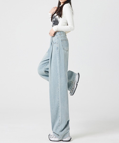 MAISON DE THERESE（メゾン ド テレーズ）の「ハイウエスト ボーイフレンドデニム（デニムパンツ・レディース・ベージュ/インディゴブルー/ライトブルー/ホワイト/ブルー・S/M/L/XS/XL/XX-LARGE/X-LARGE）」の10枚目の写真