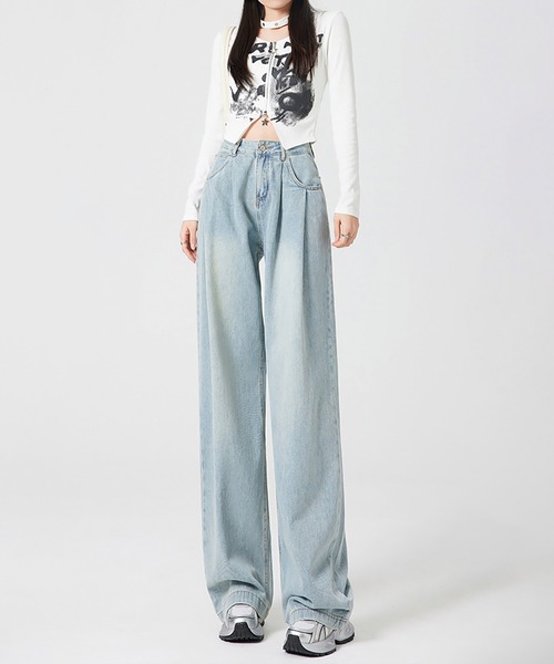 MAISON DE THERESE（メゾン ド テレーズ）の「ハイウエスト ボーイフレンドデニム（デニムパンツ・レディース・ベージュ/インディゴブルー/ライトブルー/ホワイト/ブルー・S/M/L/XS/XL/XX-LARGE/X-LARGE）」の11枚目の写真