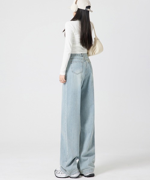 MAISON DE THERESE（メゾン ド テレーズ）の「ハイウエスト ボーイフレンドデニム（デニムパンツ・レディース・ベージュ/インディゴブルー/ライトブルー/ホワイト/ブルー・S/M/L/XS/XL/XX-LARGE/X-LARGE）」の9枚目の写真