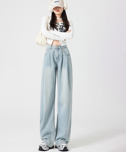 MAISON DE THERESE（メゾン ド テレーズ）の「ハイウエスト ボーイフレンドデニム（デニムパンツ・レディース・ベージュ/インディゴブルー/ライトブルー/ホワイト/ブルー・S/M/L/XS/XL/XX-LARGE/X-LARGE）」の14枚目の写真