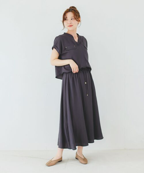 le.coeur blanc(ルクールブラン)の「《手洗い可能》リネンライクフロントポケットワンピース(ワンピース・レディース・モカ/ダークグレー・38)」の12枚目の写真