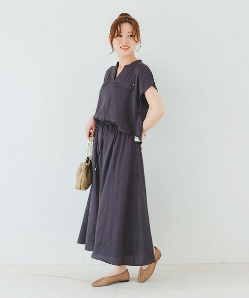 le.coeur blanc(ルクールブラン)の「《手洗い可能》リネンライクフロントポケットワンピース(ワンピース・レディース・モカ/ダークグレー・38)」の16枚目の写真