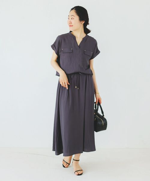 le.coeur blanc(ルクールブラン)の「《手洗い可能》リネンライクフロントポケットワンピース(ワンピース・レディース・モカ/ダークグレー・38)」の19枚目の写真