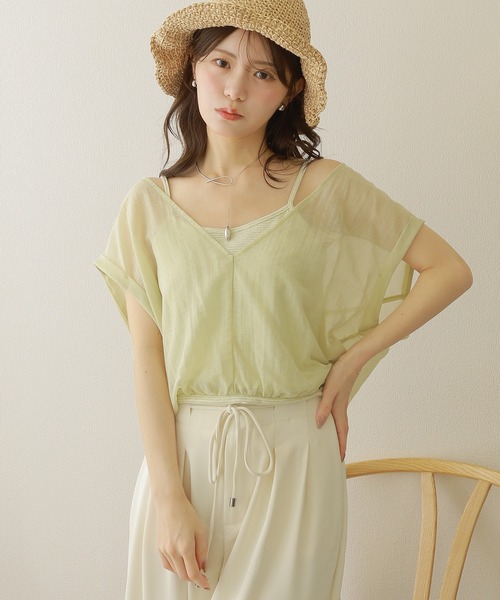 camisole docking sheer tops /ボーダー キャミソール