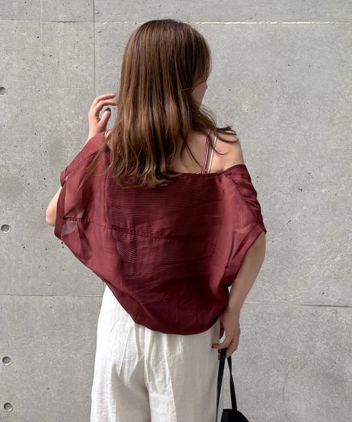 LAULEN（ローレン）の「camisole docking sheer tops /ボーダー キャミソール ドッキング シアーショート トップス（Tシャツ/カットソー・レディース・ブラウン/イエロー/グリーン・FREE）」の12枚目の写真