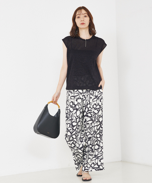 qualite（カリテ）の「【上品なシアー】ラメクルーネックニット/ノースリーブニット/シアー/夏服/オフィスカジュアル/ノースリーブトップス（タンクトップ・レディース・ブラック/シルバー/ゴールド/ブラウン・フリー）」の14枚目の写真