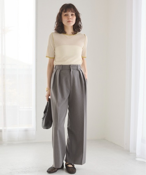 ANGIE（アンジー）の「配色デザイン リブ ニット（ニット/セーター・レディース・アイボリー/杢グレー/ダークグレー・FREE）」の4枚目の写真