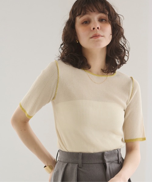 ANGIE（アンジー）の「配色デザイン リブ ニット（ニット/セーター・レディース・アイボリー/杢グレー/ダークグレー・FREE）」の19枚目の写真