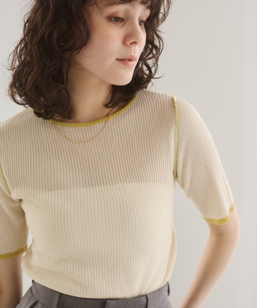 ANGIE（アンジー）の「配色デザイン リブ ニット（ニット/セーター・レディース・アイボリー/杢グレー/ダークグレー・FREE）」の21枚目の写真