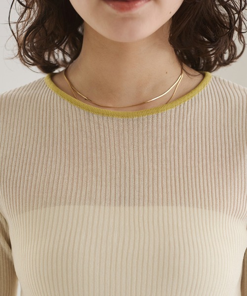 ANGIE（アンジー）の「配色デザイン リブ ニット（ニット/セーター・レディース・アイボリー/杢グレー/ダークグレー・FREE）」の10枚目の写真