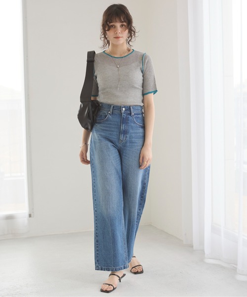 ANGIE（アンジー）の「配色デザイン リブ ニット（ニット/セーター・レディース・アイボリー/杢グレー/ダークグレー・FREE）」の8枚目の写真