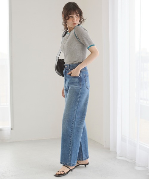 ANGIE（アンジー）の「配色デザイン リブ ニット（ニット/セーター・レディース・アイボリー/杢グレー/ダークグレー・FREE）」の9枚目の写真