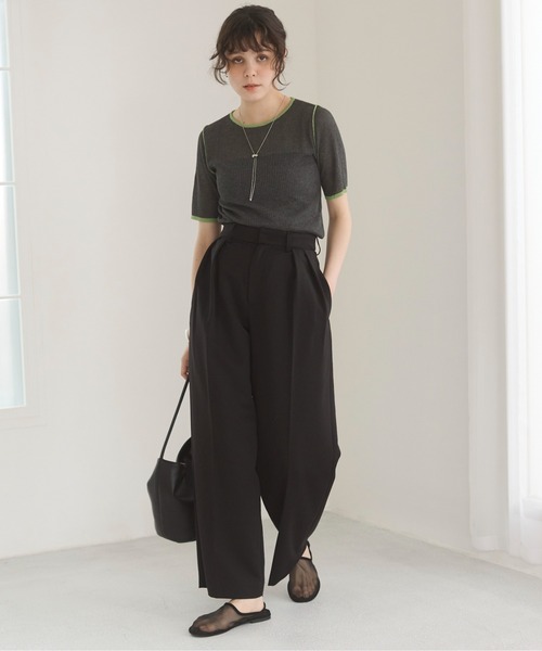 ANGIE（アンジー）の「配色デザイン リブ ニット（ニット/セーター・レディース・アイボリー/杢グレー/ダークグレー・FREE）」の7枚目の写真