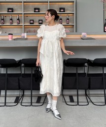 ANDRESD | バブルスリーブジャガードドレス / bubble sleeve jacquard dress(ドレス)