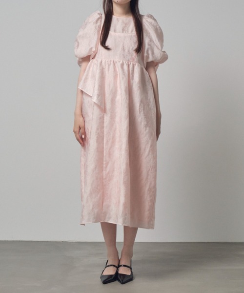 オンラインショップ bubble sleeve jacquard dress / バブルスリーブジャガード ワンピース