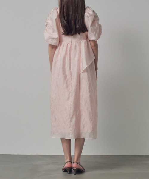 bubble sleeve jacquard dress / バブルスリーブジャガード