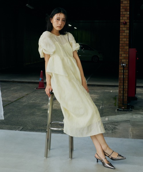 【ANDRESD】アンドレスド ジャガードドレス ANDRESD ドレス V line jacquard dress Vラインジャガードドレス
